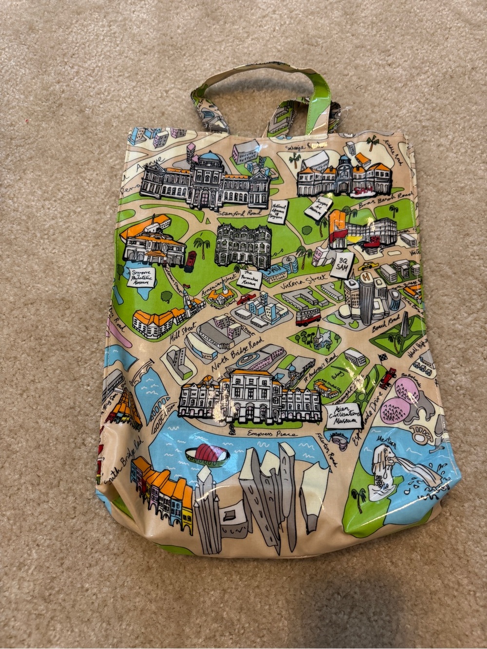 Vintage National Heritage Board Map of Singapore Museums hand carry tote bag